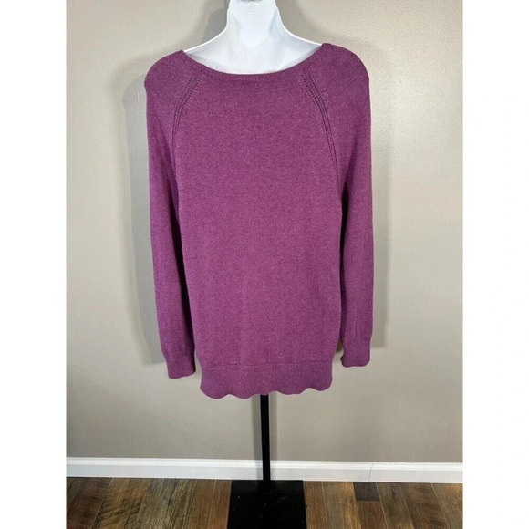 LL Bean Sweater Womens Medium Boat Neck Cotton  Knit Collar Pullover - Picture 4 of 7